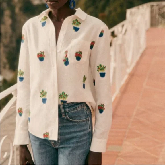 Sézane x Momoni Collaboration Tomboy Shirt NWT in Size 0 - Picture 2 of 9